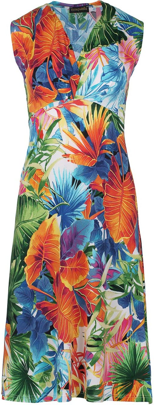 Thumbnail - Print Orange Jersey Empire Line Kleid
