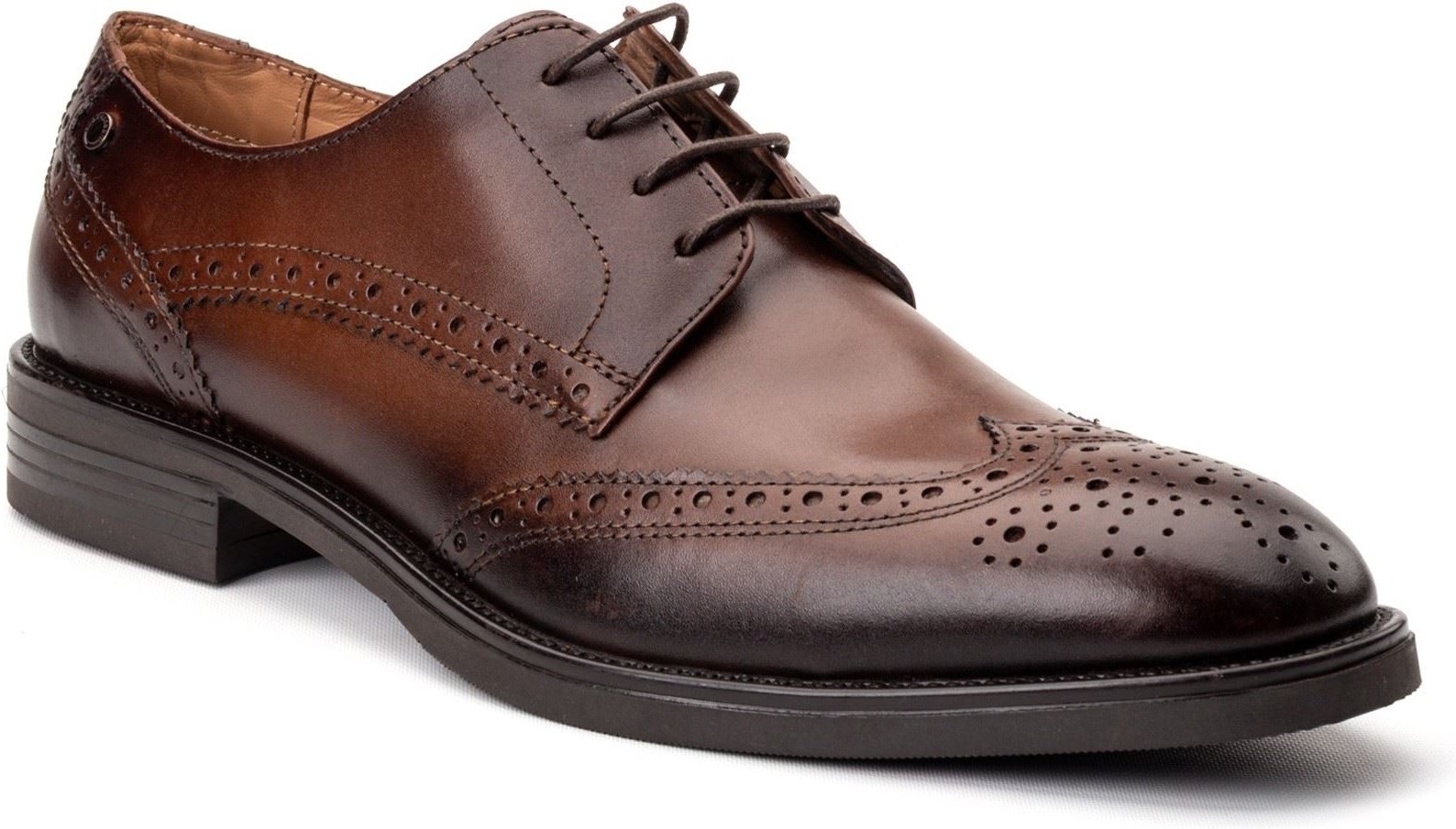 Thumbnail - Base London Herren Braun Brogues Schuhe aus Leder mit Tasche