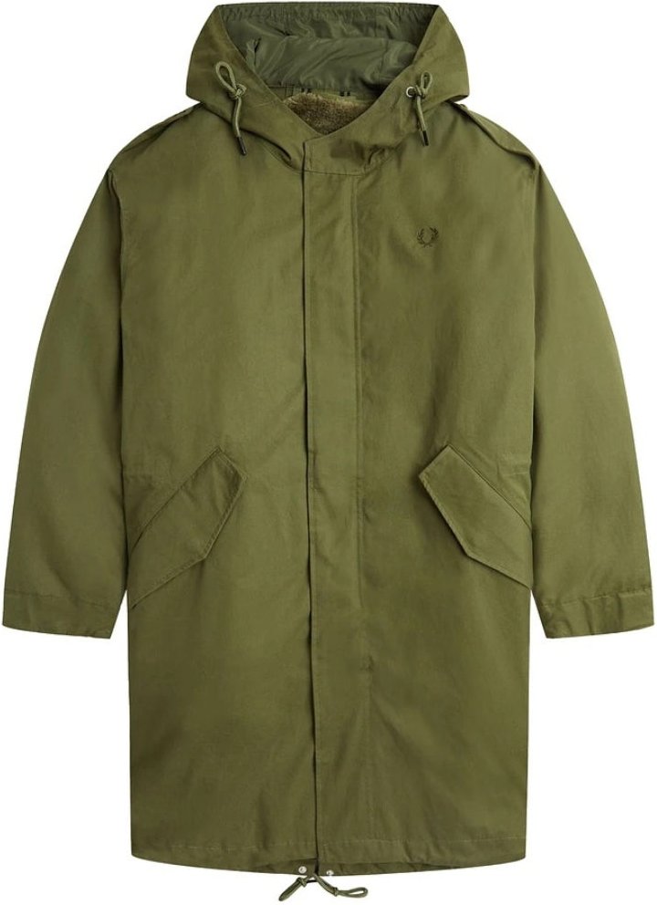 Thumbnail - Fred Perry - Grüne Parkajacke mit Pelzfutter