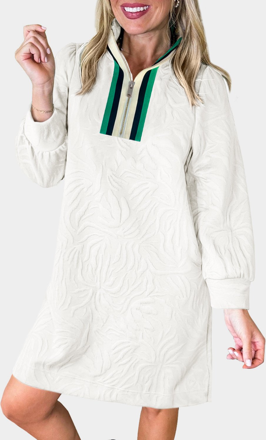 Strukturiertes Reißverschluss-Kleid