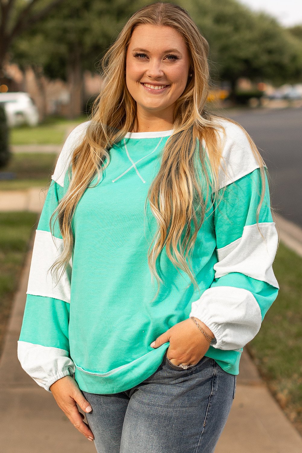 Plus-Size Farbblock Sweatshirt