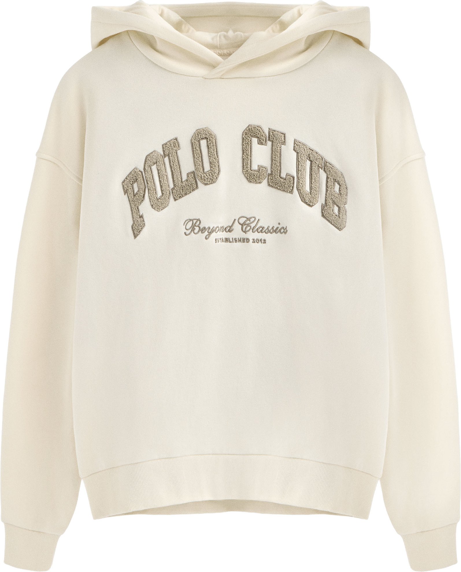 Sweatshirt ecru mit Kapuze und Logo Established 2012 Polo Club