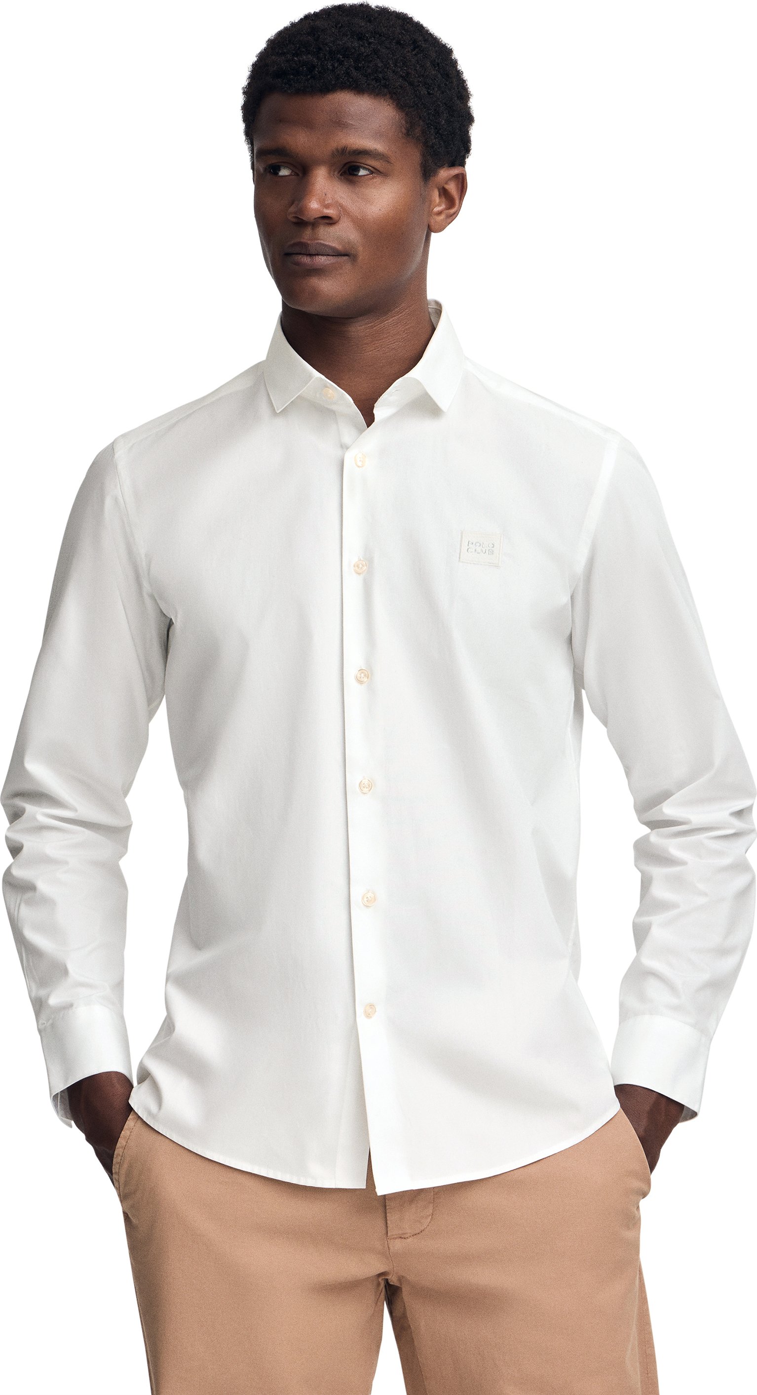 Hemd weiß im Slim Fit mit italienischem Kragen und Polo Club Logo