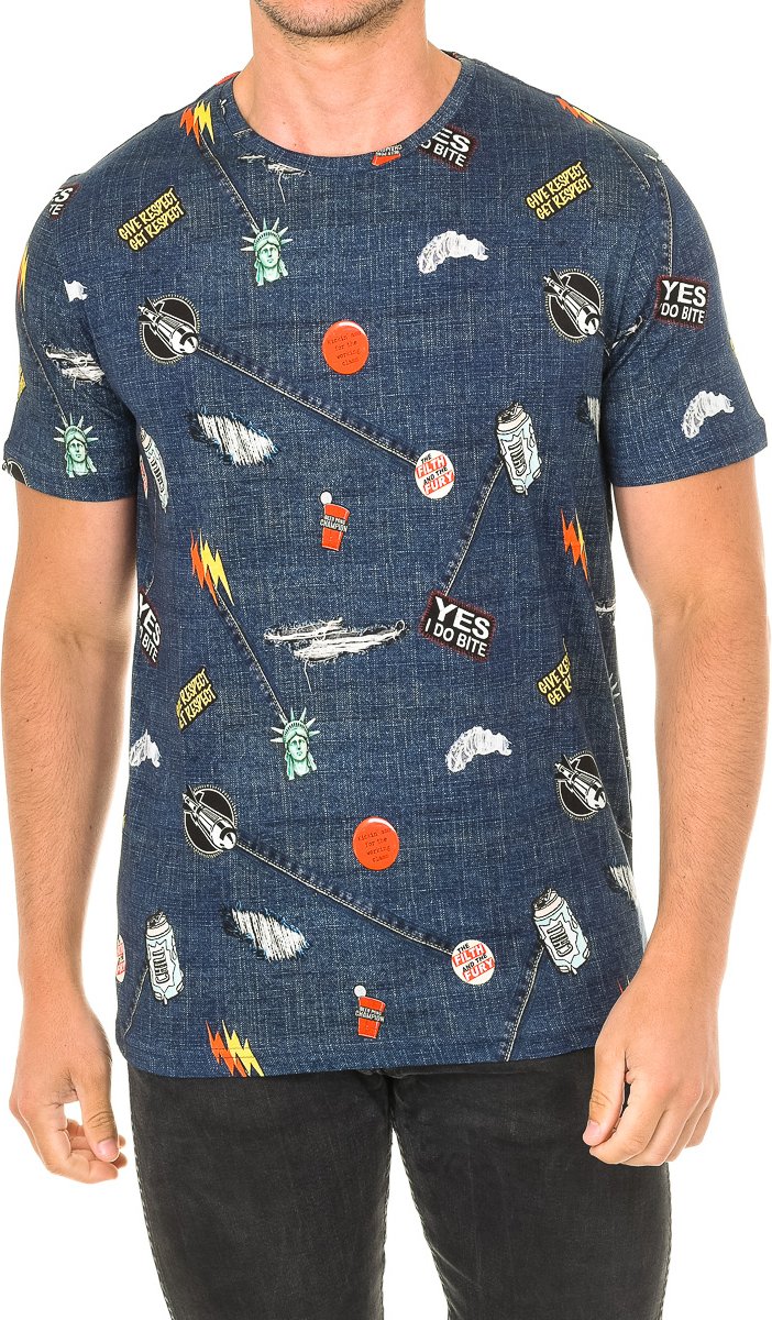 Kurzärmeliges Herren-T-Shirt mit Rundhalsausschnitt JFTD01-RIPPED-MULTICOLOR