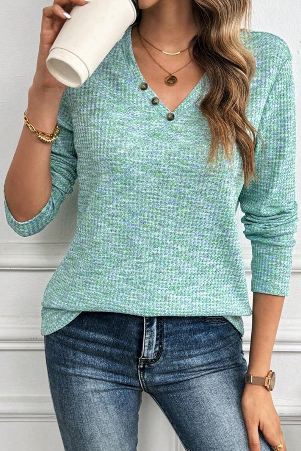 Waffelstrick-Pullover