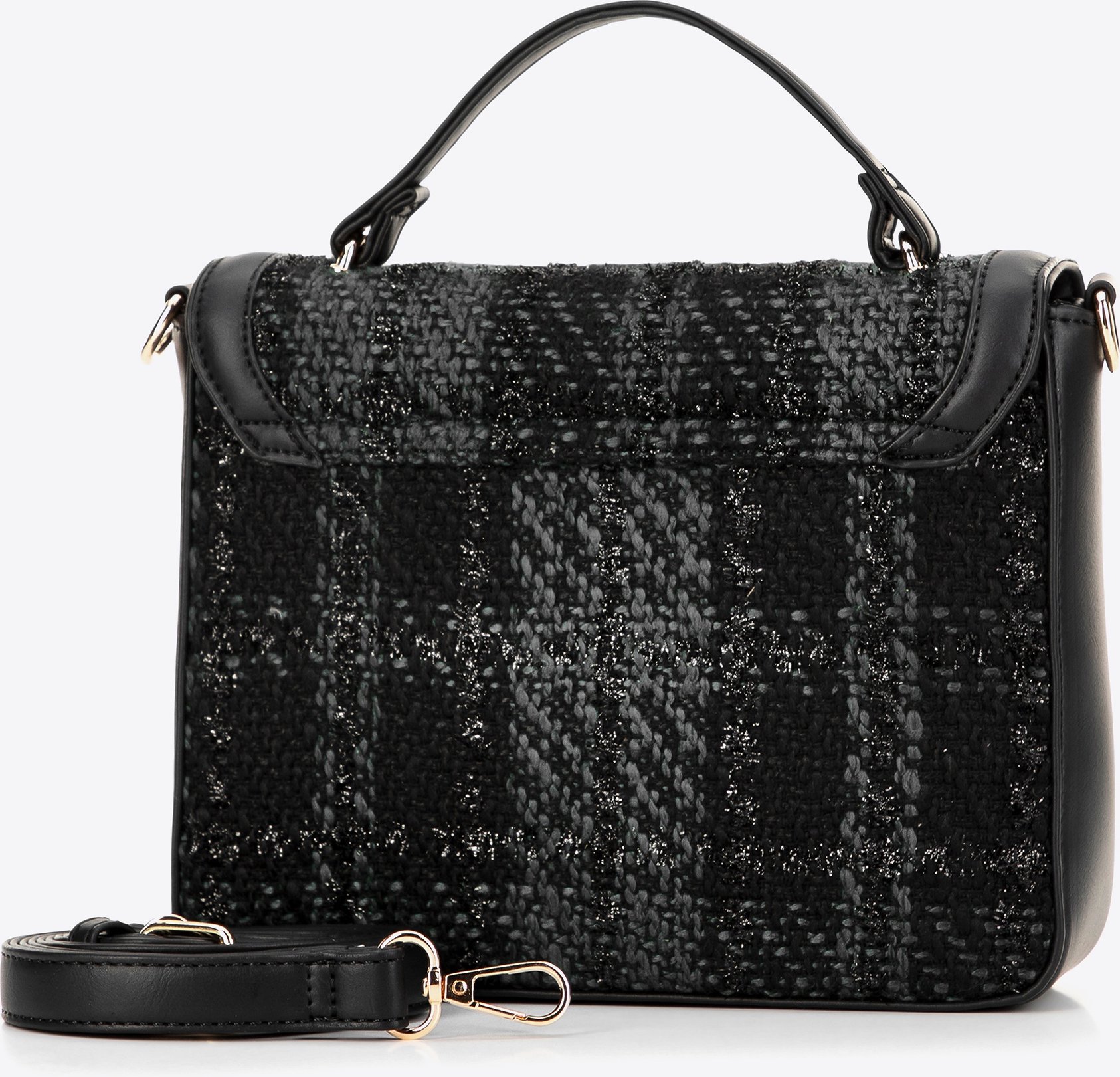 Wittchen Damen-Umhängetasche aus Bouclé-Gewebe, Schwarz, Schwarzes Polyester