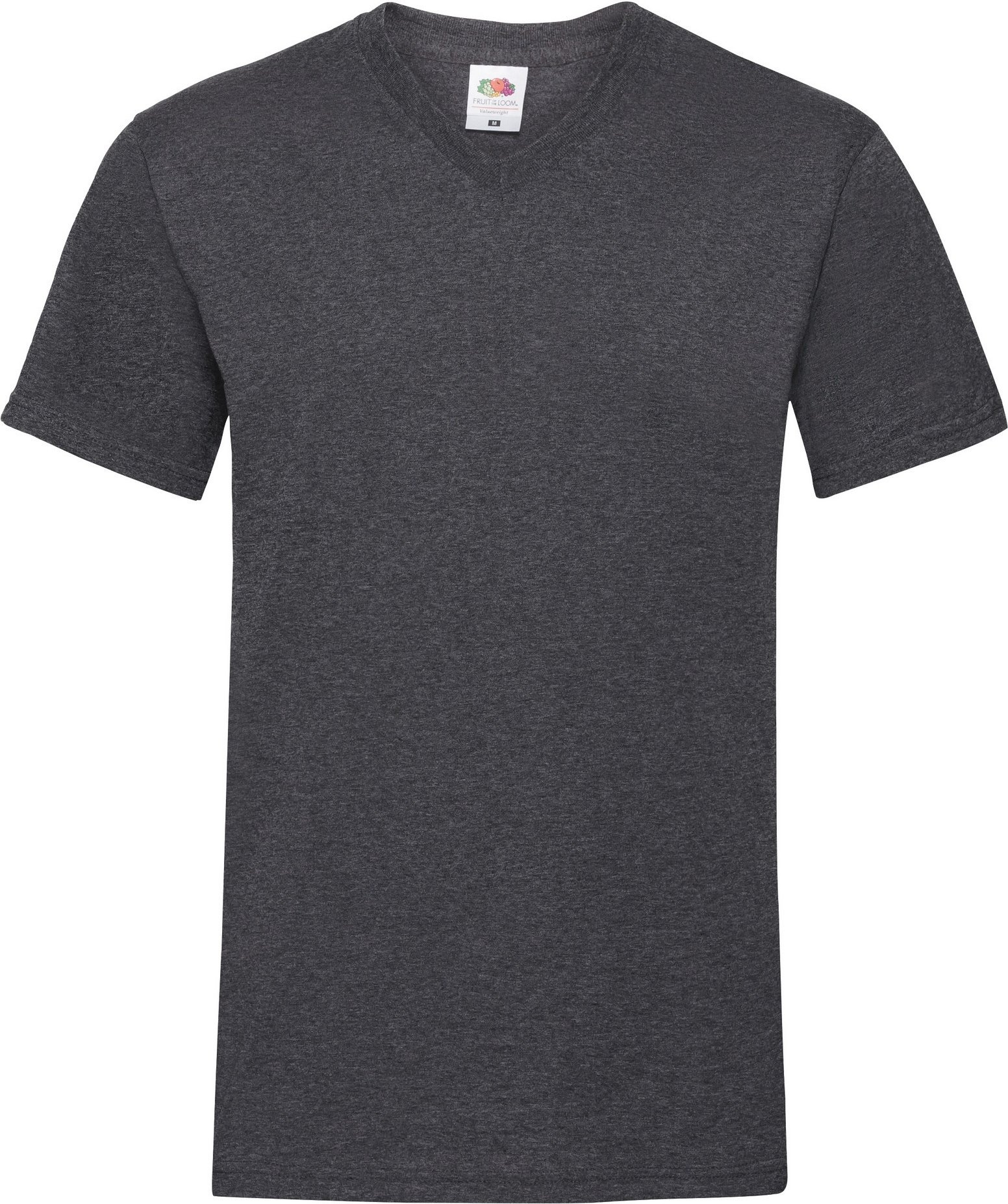 Fruit Of The Loom Valueweight T-shirt für Männer mit V-Ausschnitt, kurzärmlig (Dunkelgrau meliert)