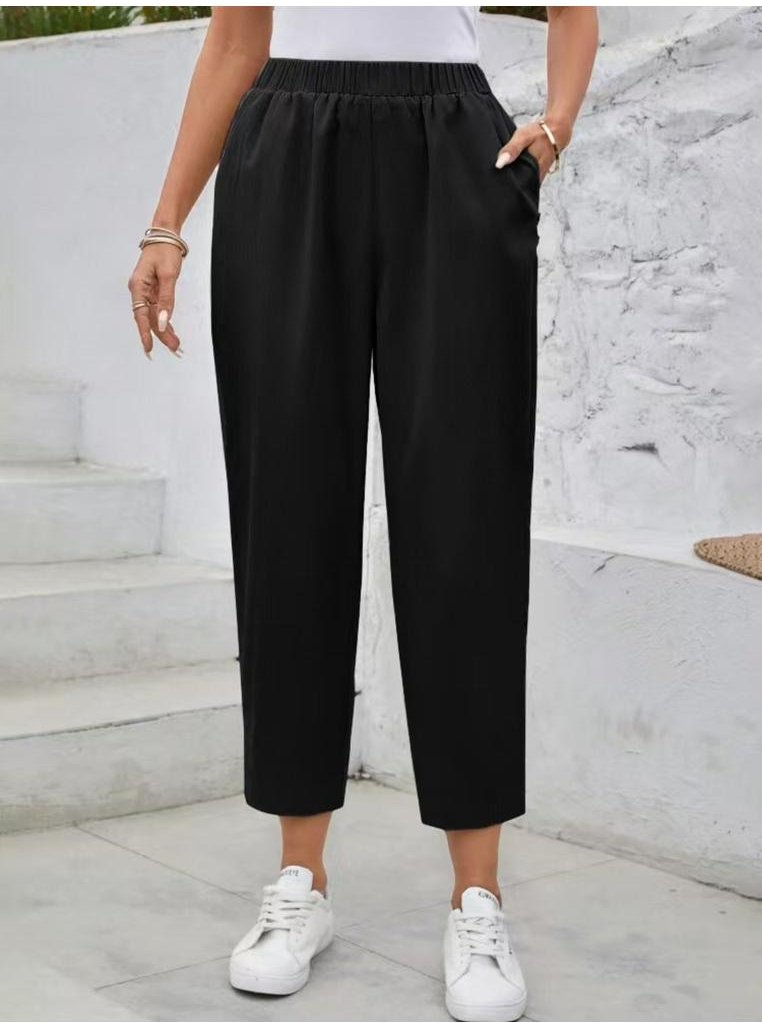 Thumbnail - Hose mit elastischer Taille und hohem Bund und Taschen