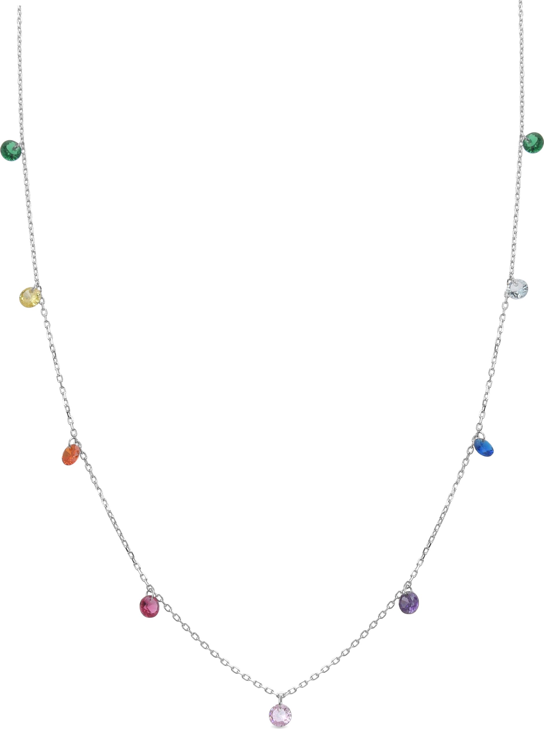 Luxenter Sterling Silber 925 Halskette mit mehrfarbigen rhodinierten Zirkonen - Rolcon