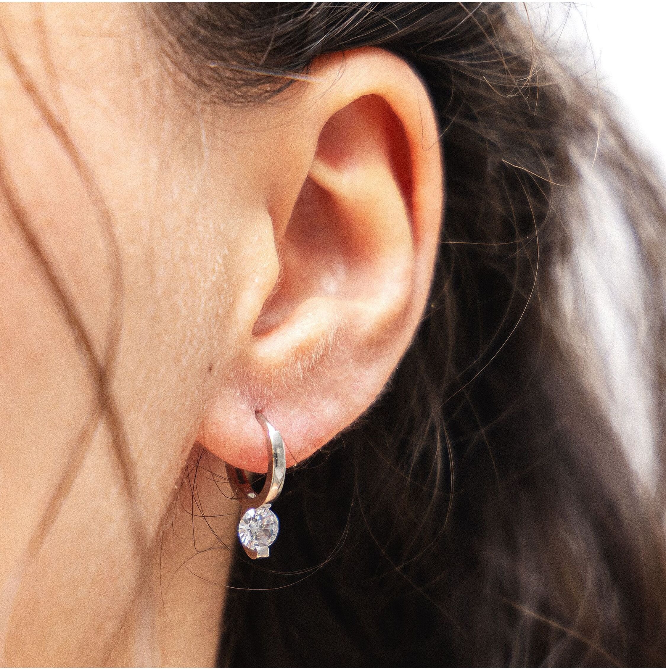 Dkeniz Creolen 925/- Sterling Silber Solitär