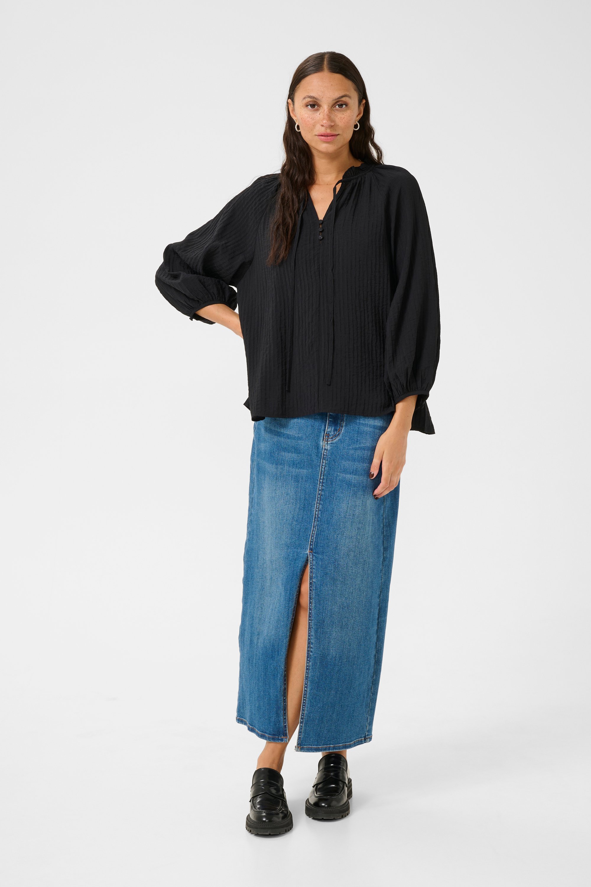 Langarm-Bluse Loose fit Black