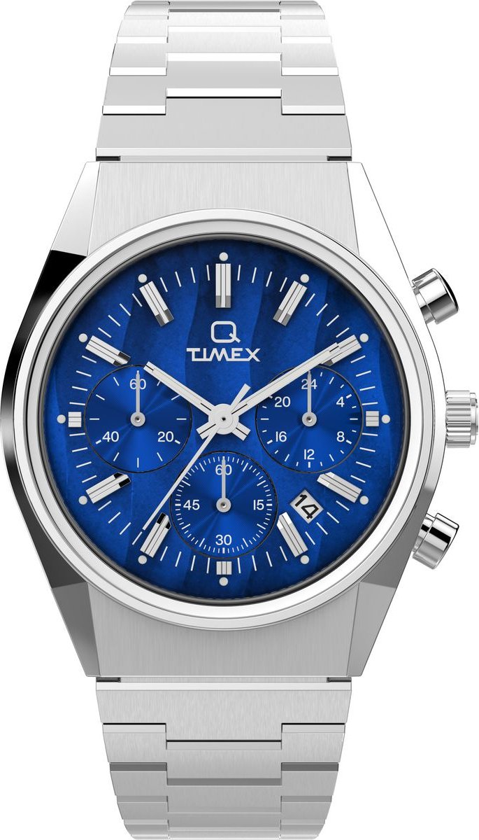 Timex Q Falcon Eye Chrono Herren Silber Uhr TW2W33700