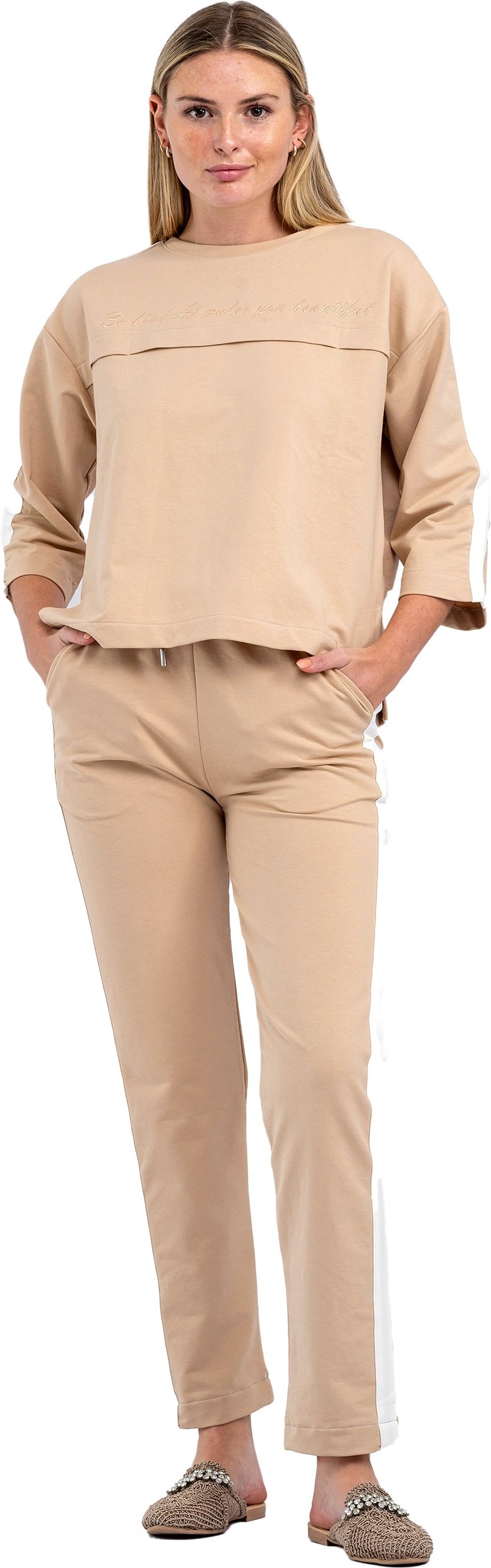 Tom Barron Damen-Trainingsanzug mit halbkurzen Ärmeln und Stickereidetails