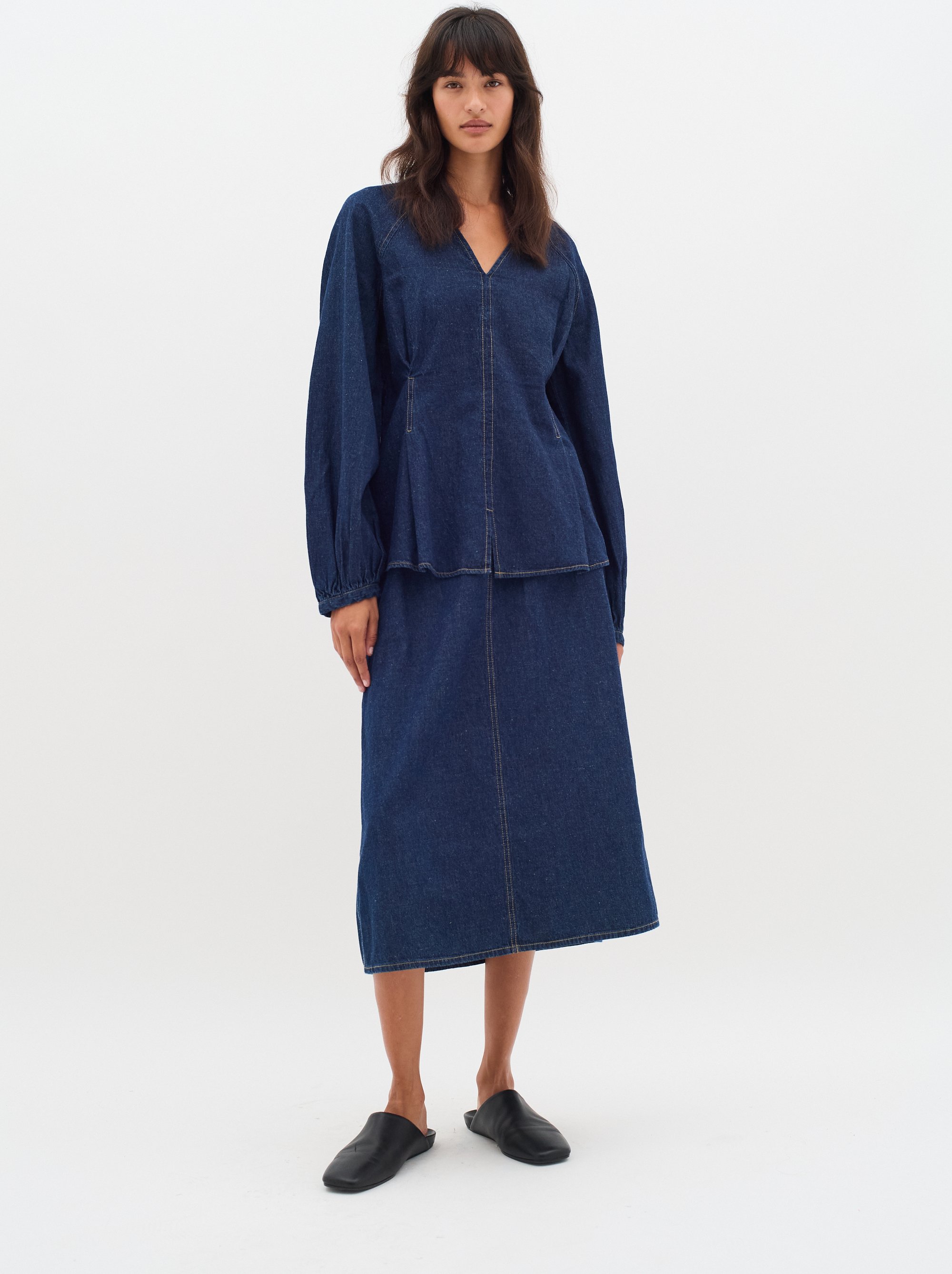 Thumbnail - Langarm - Hemd Feminine Form Blue denim