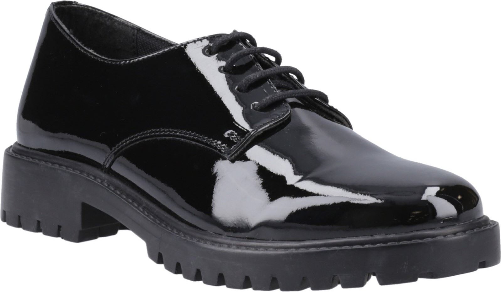 Hush Puppies Aubrey Leder Mädchen Schwarz Derby Schuhe