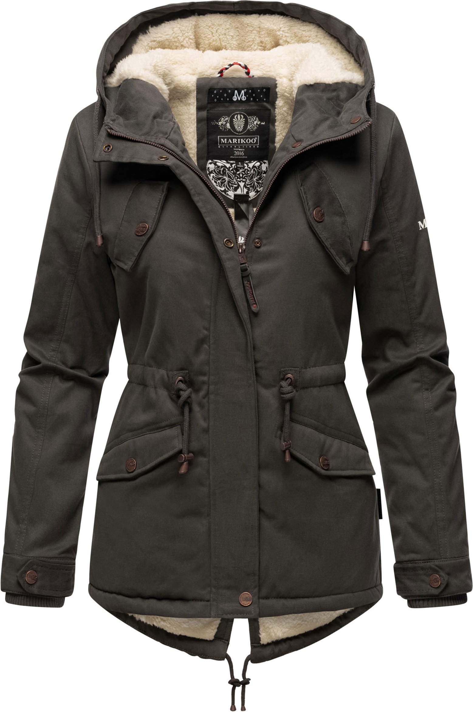 Marikoo Damen Winterjacke Manolya mit Teddyfellfutter & Baumwoll-Obermaterial