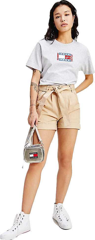 Kurze Tommy Jeans Damen Logo-Plakette