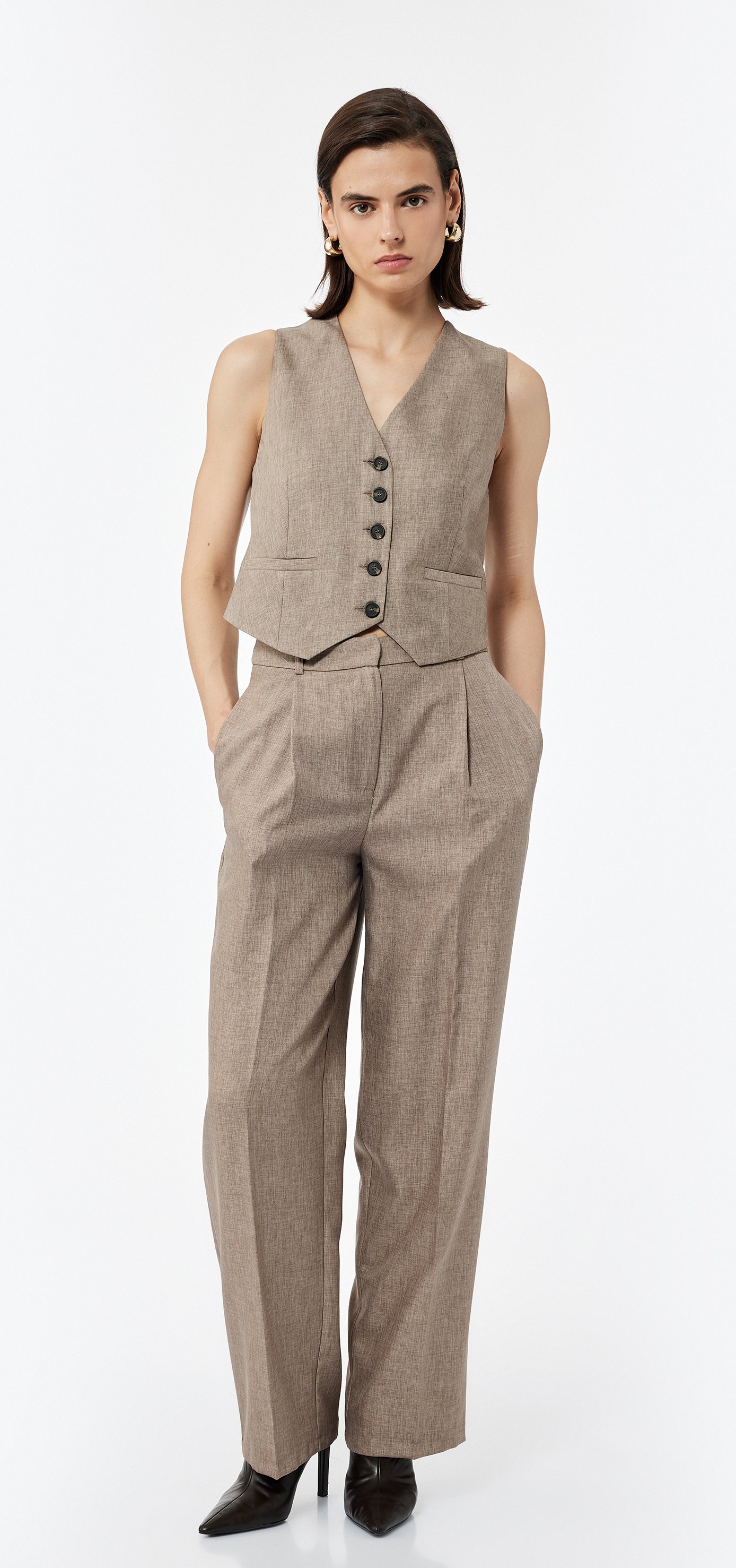 Koton WESTEN Koton Ärmellose V-Ausschnitt-Blazerweste