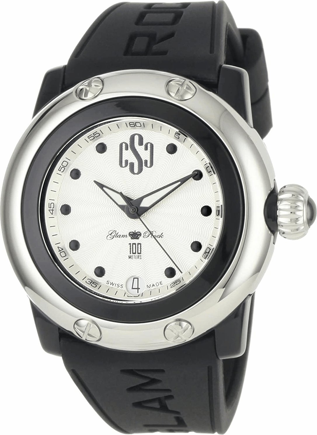 Glam Rock Damenuhr Quarz silber schwarz