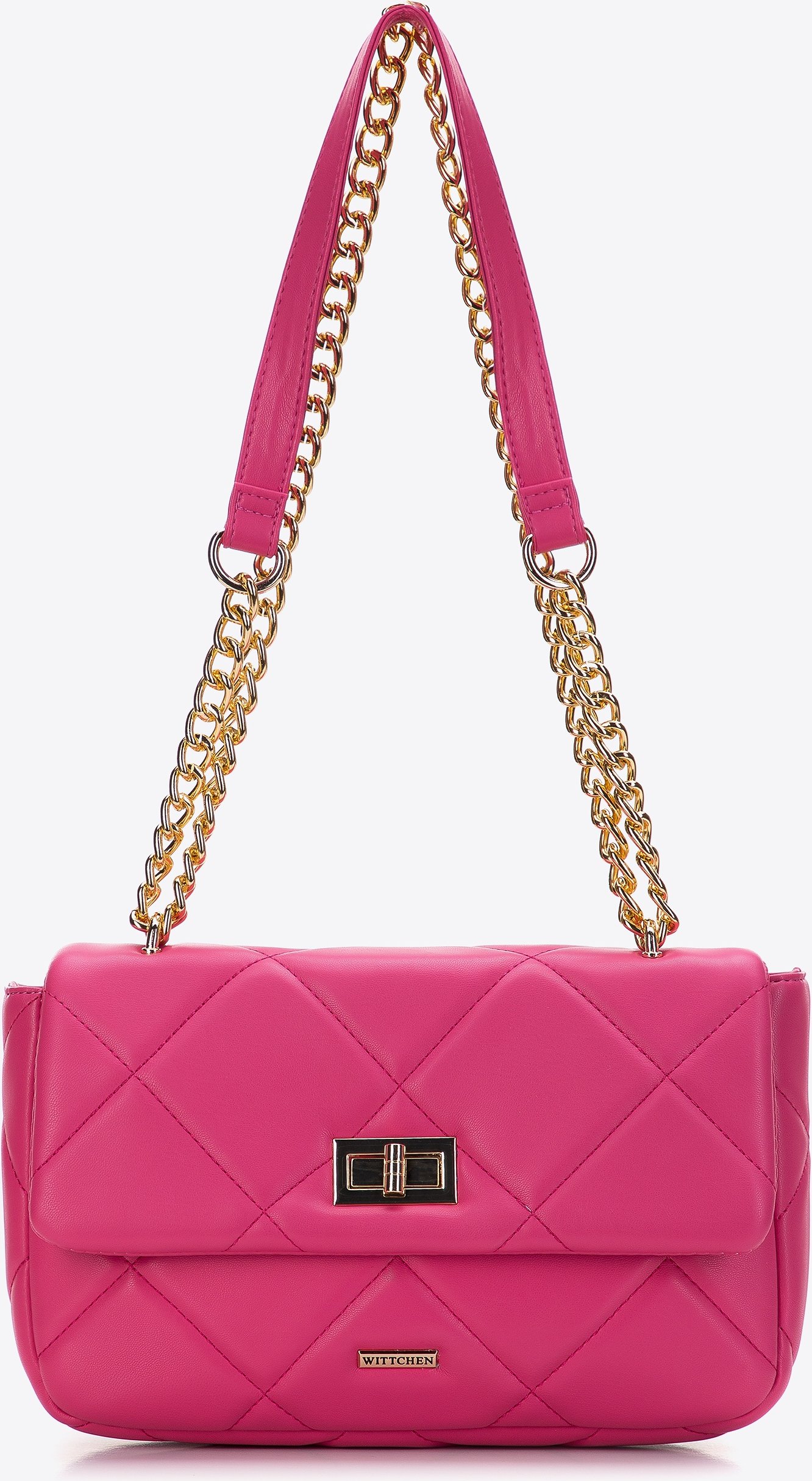 Wittchen Damenhandtasche, gesteppt mit Quadraten an einer Kette, rosa Öko-Leder