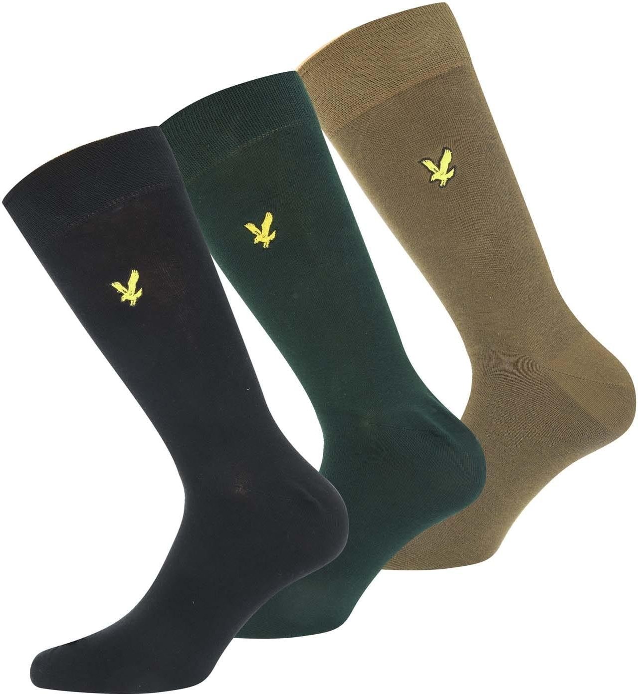 Lyle & Scott - Socken für Herren/Damen Unisex(3er-Pack) (Schwarz/Grün)
