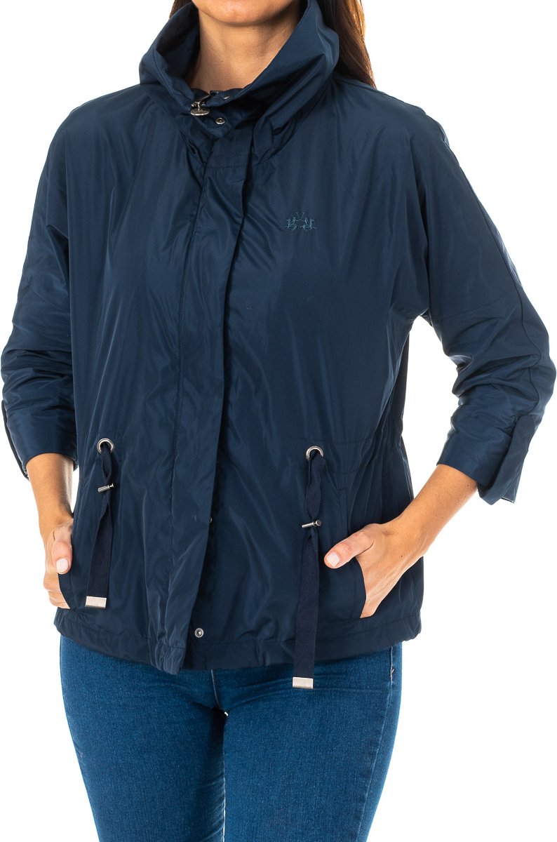 Langärmelige Damenjacke mit hohem Halsausschnitt und verstellbarem Kordelzug in der Taille LWO004