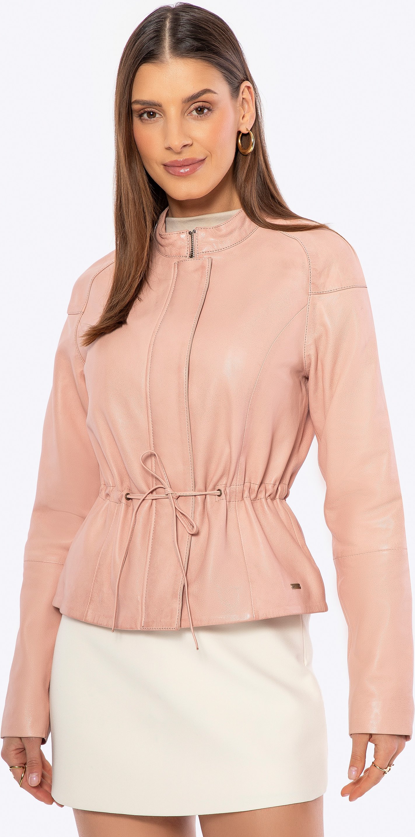 Wittchen Damen-Lederjacke mit Taillengürtel, rosa Naturleder