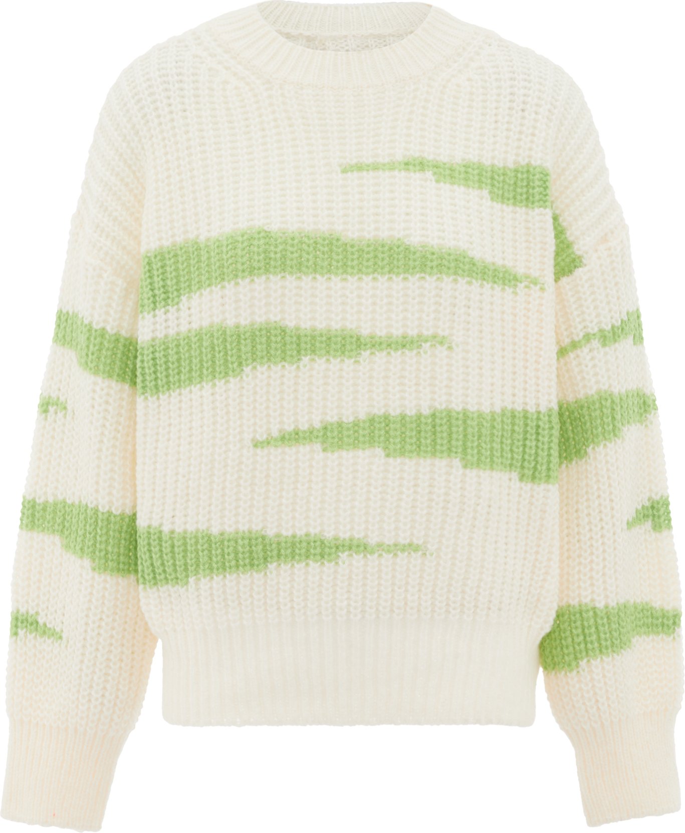 Mymo Pullover Damen WOLLWEISS LIMETTE