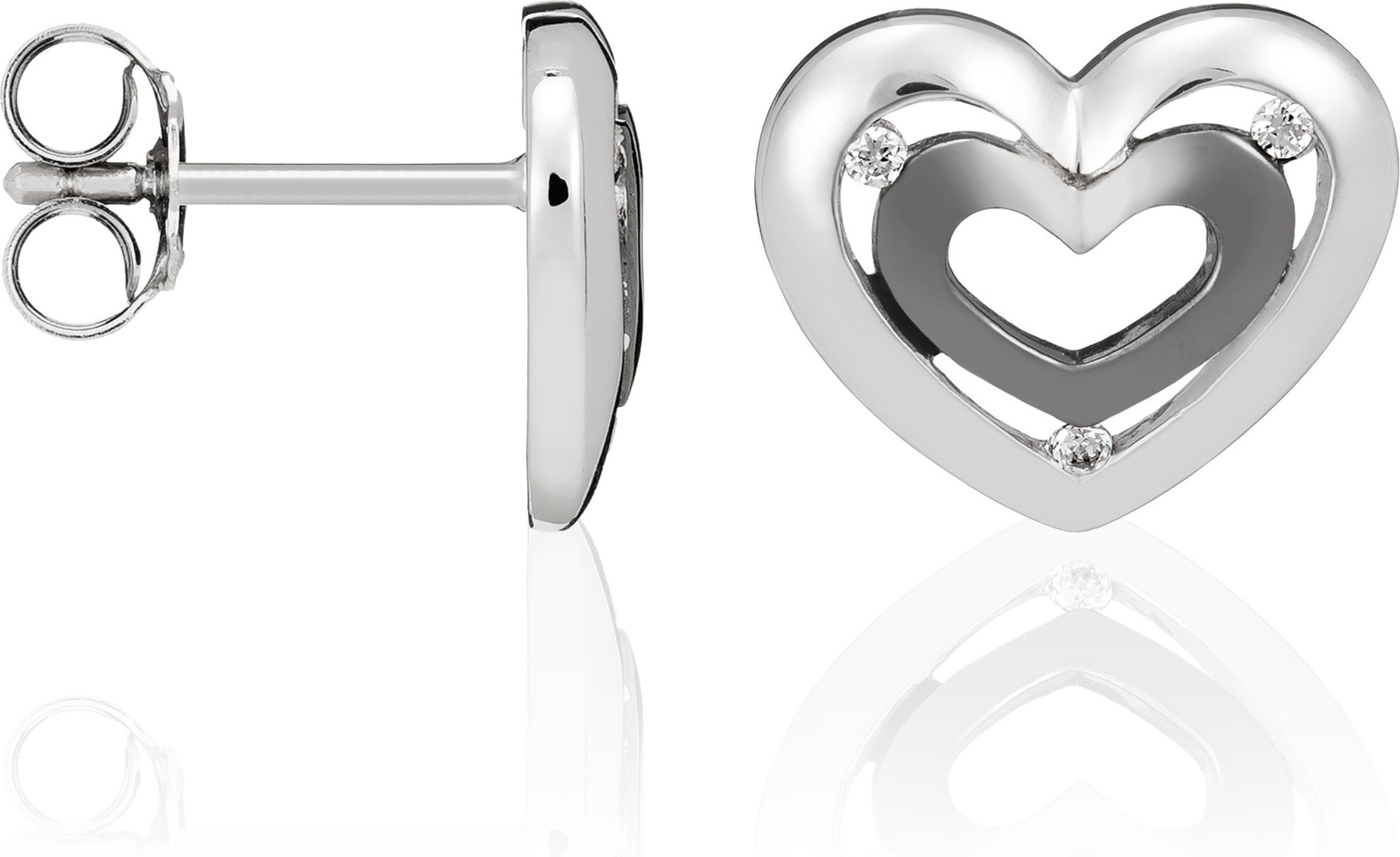 Orphelia Ohrstecker für Damen, 925 Sterlingsilber, Silber/Schwarz, ZO-5012