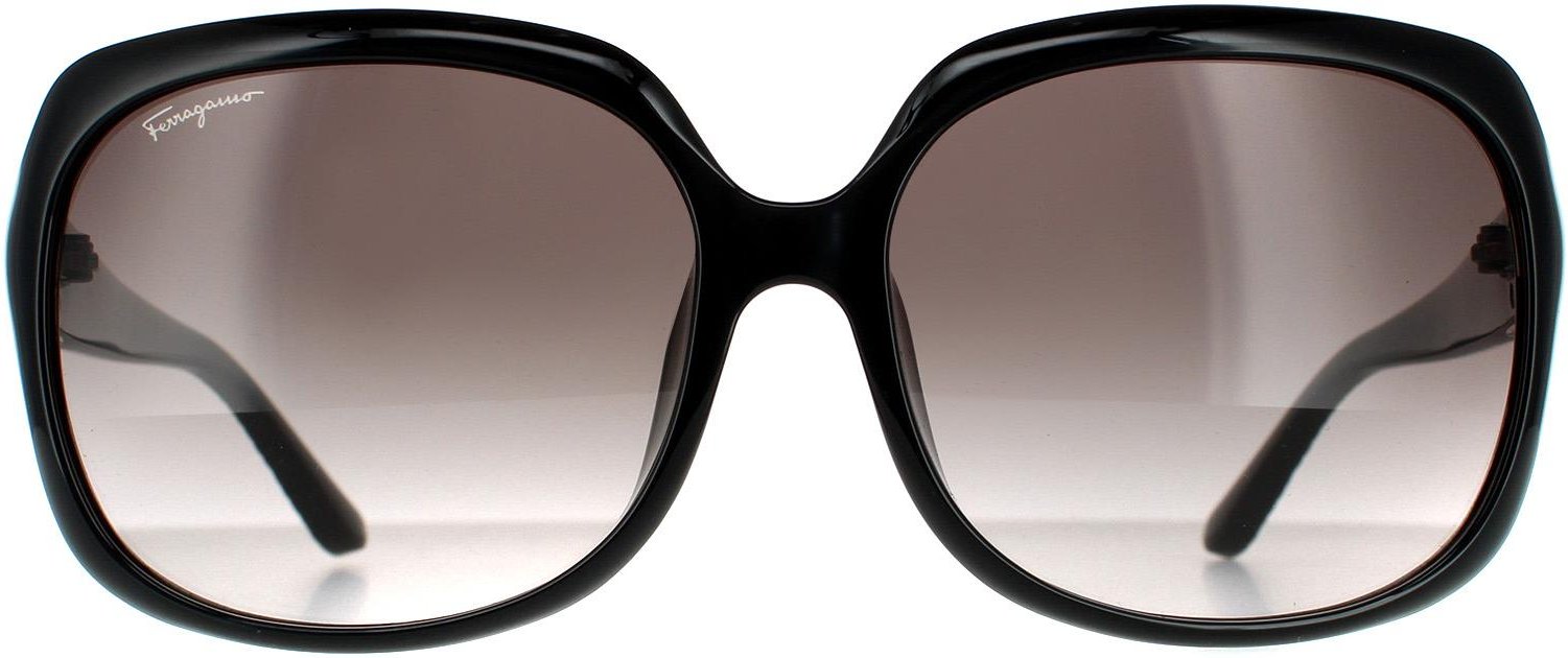 Salvatore Ferragamo Rectangle Damen Schwarz Grau Gradient Sonnenbrille