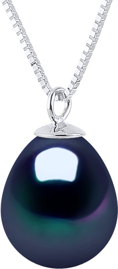 DIADEMA - Halskette - Echte Süßwasserperlen - Schwarzer Tahitian Style in Weißgold