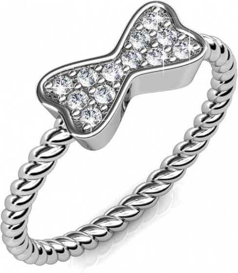 Ring mit gedrehter Schleife - Silber und Kristall