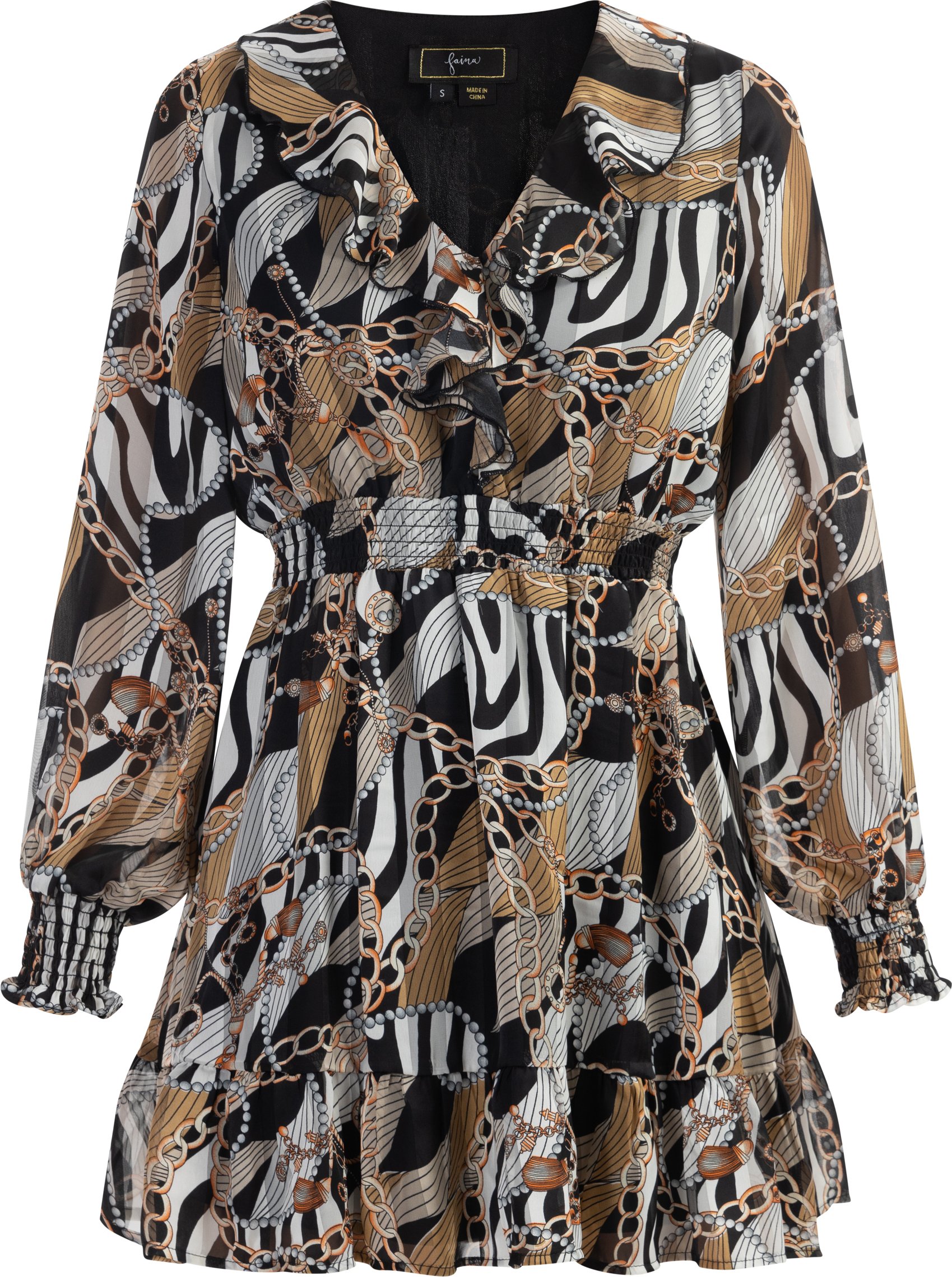 Thumbnail - Faina Kleid Damen Schwarz Mehrfarbig