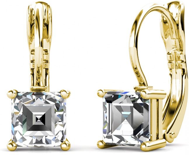 Quadratische Ohrringe - Gold und Kristall