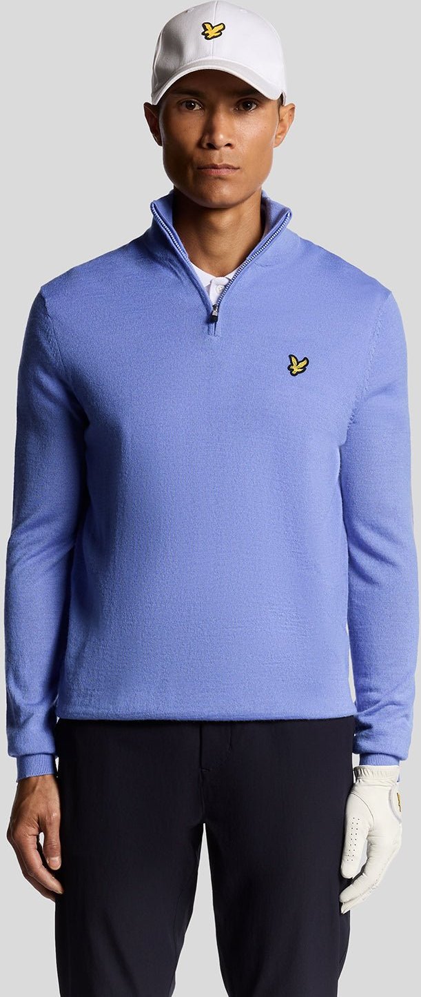Lyle & Scott Golf 1/4 Zip Wollmischung Pullover - Blau