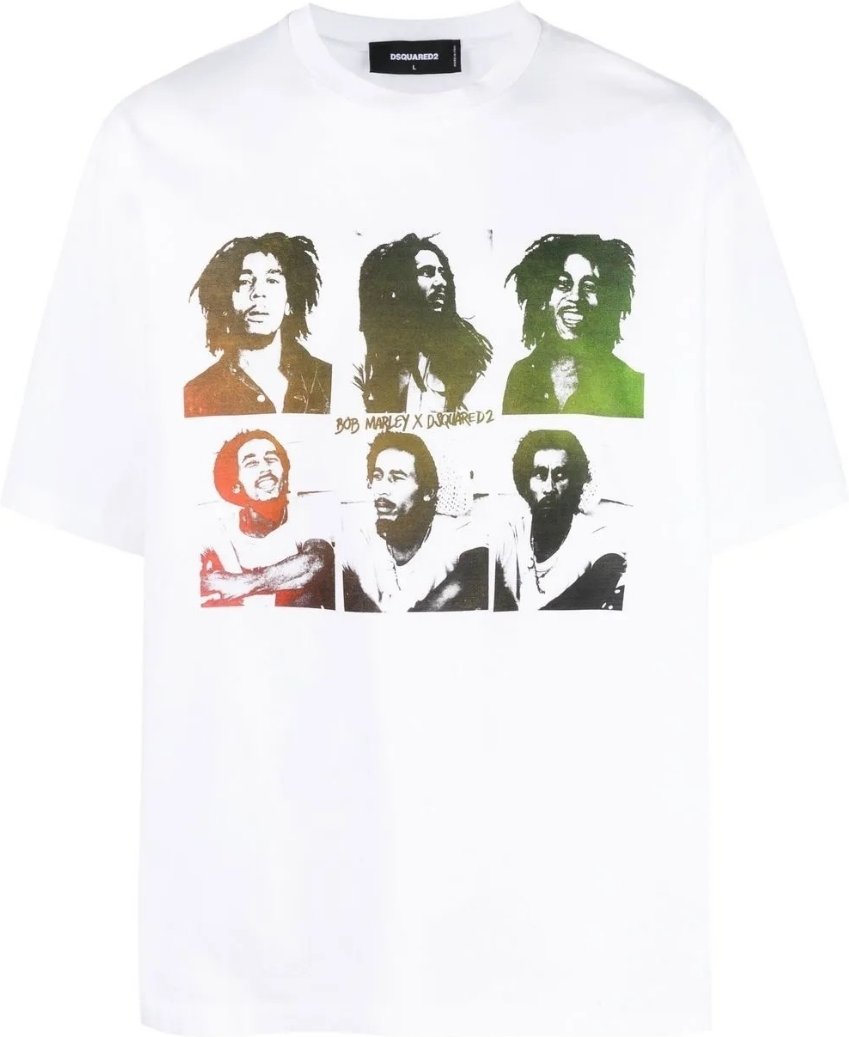 Dsquared2 X Bob Marley Skater Fit Weißes T-Shirt