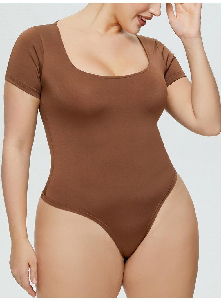 Thumbnail - Damen Bodysuit mit quadratischem Ausschnitt und kurzen Ärmeln in voller Größe