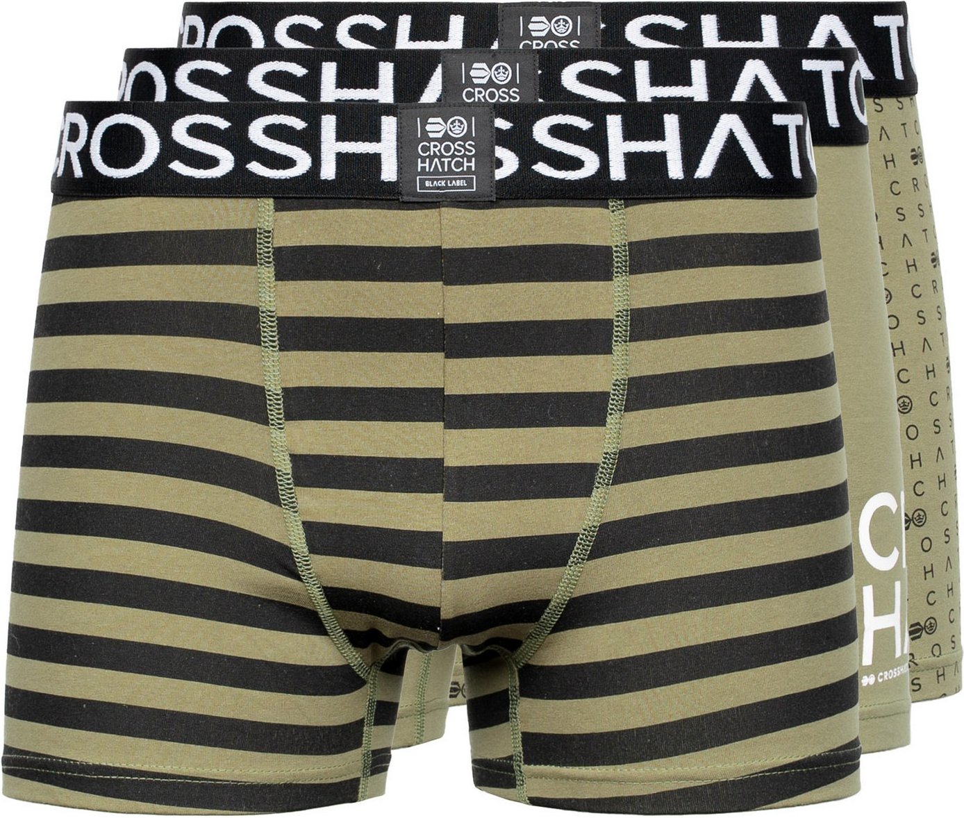 Crosshatch - "Gridline" Boxershorts für Herren (3er-Pack) (Grün)