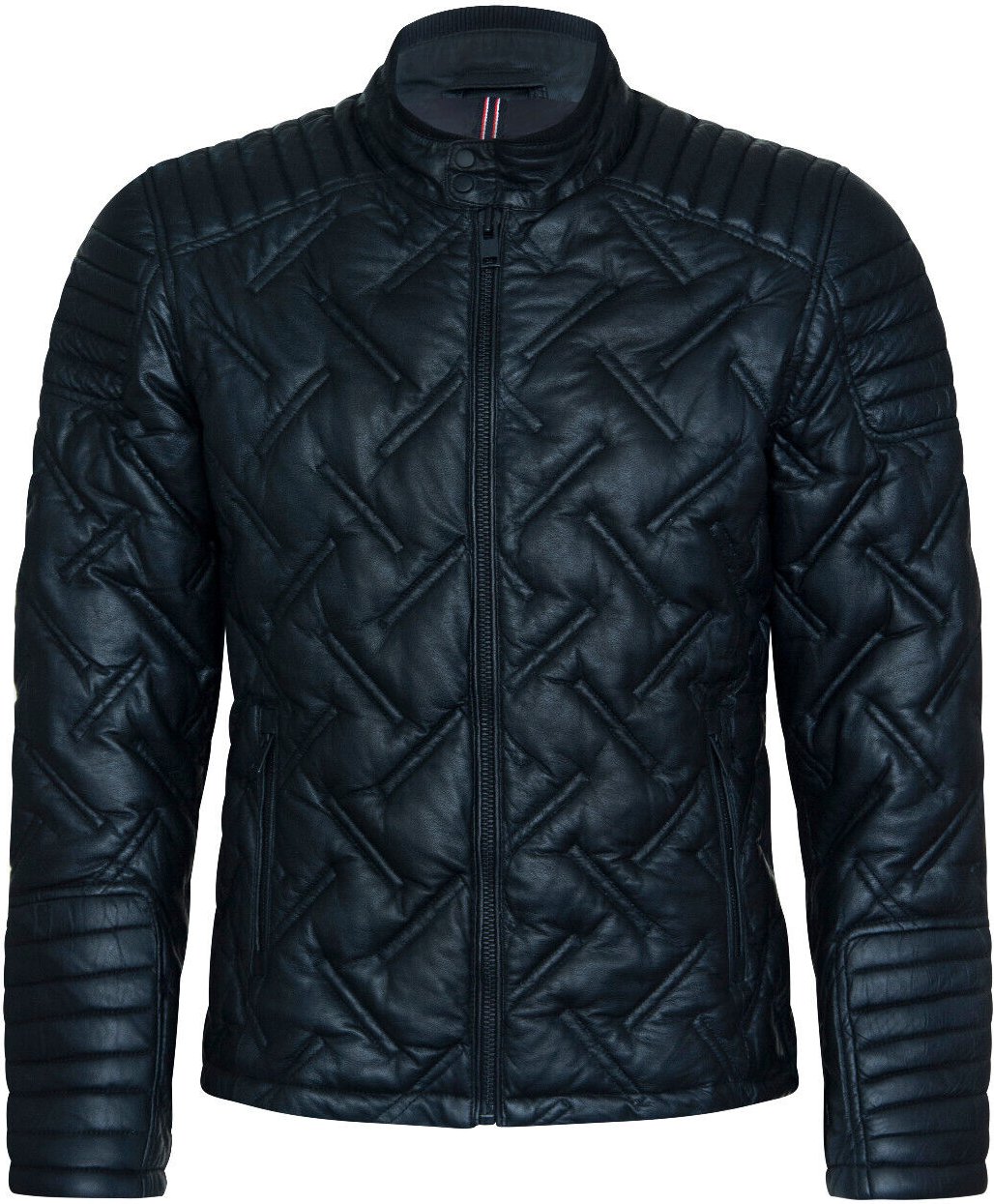 Männer schwarze Leder gesteppte Bikerjacke - Manaus