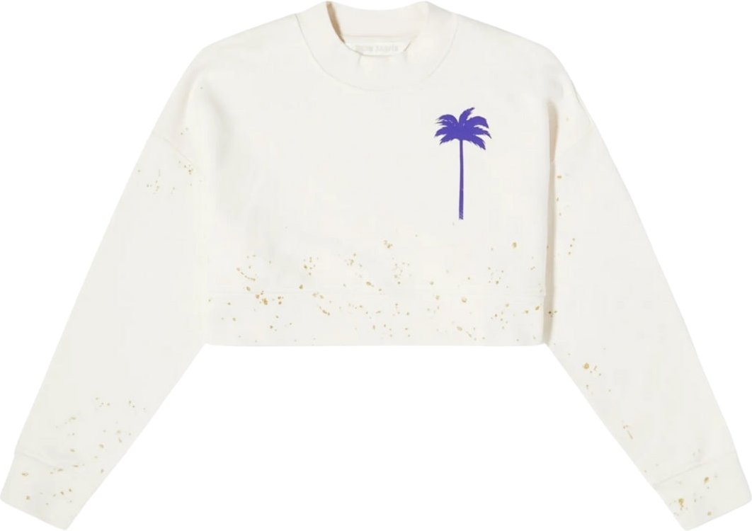 Palm Angels Pxp Painted Cropped Crewneck Butter