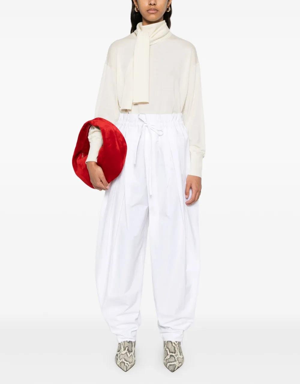 Hose mit verstellbaren Falten Weiß