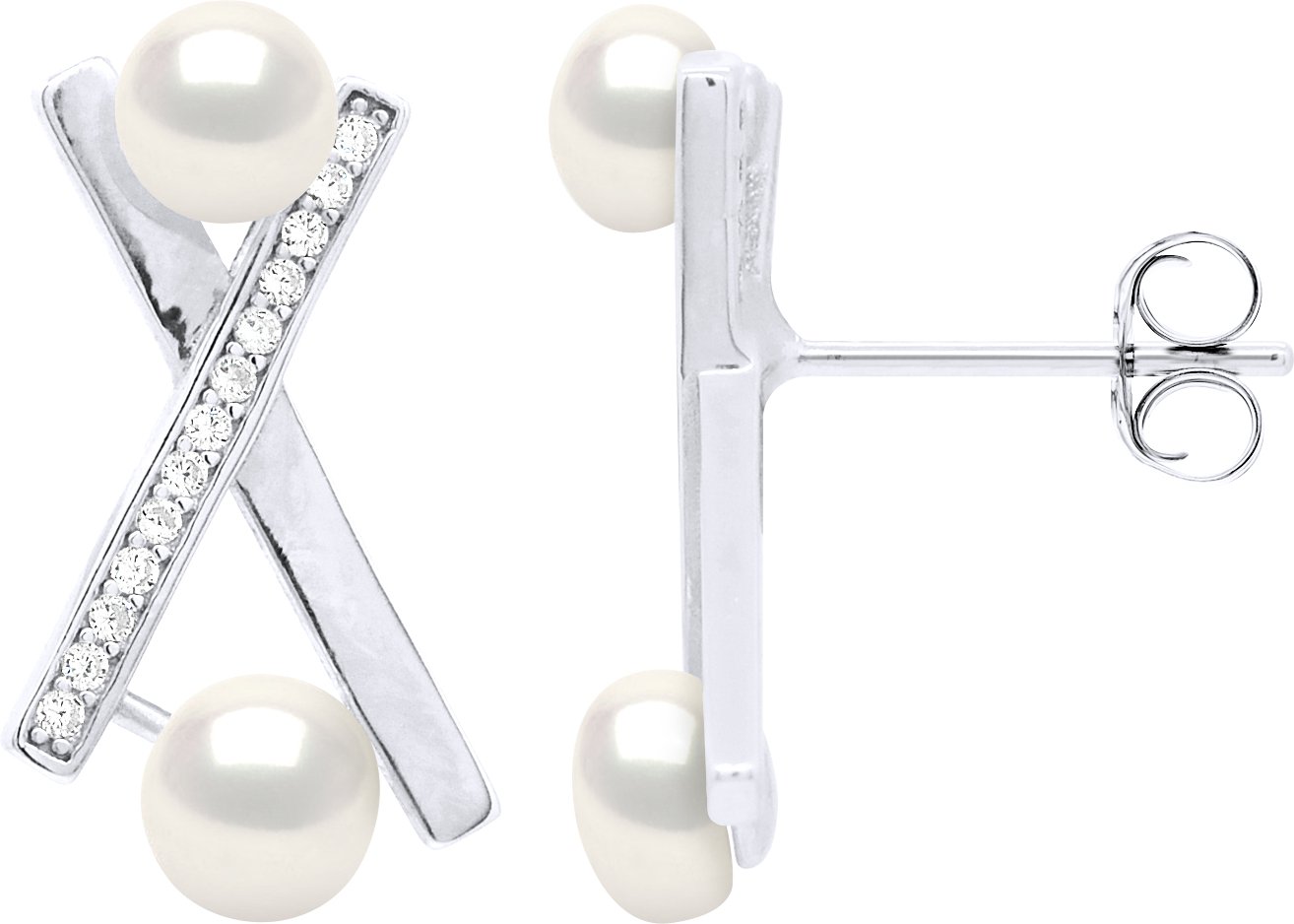 Ohrringe Streifen – echte Süßwasser-Zuchtperlen, Knopfgröße 4–5 mm und 5–6 mm