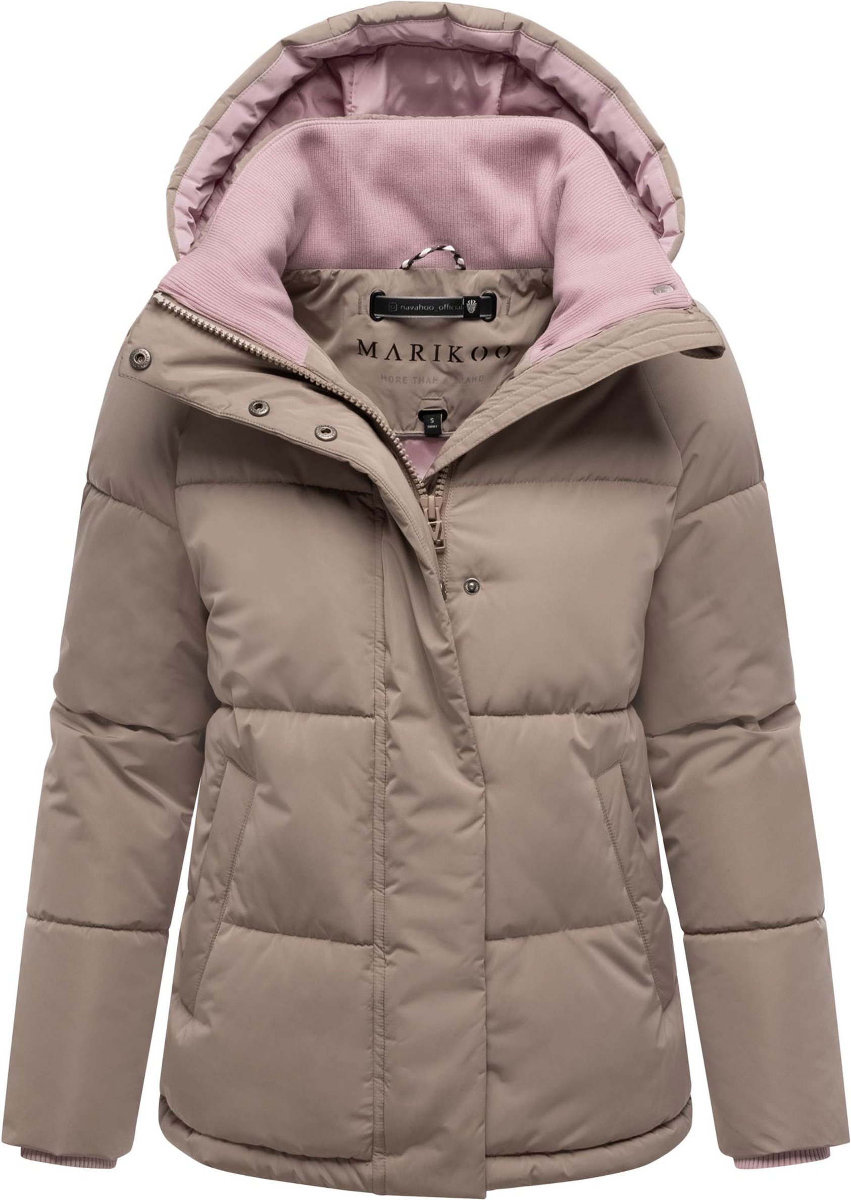 Marikoo Damen Steppjacke Omariaa mit Colorblocking & abnehmbarer Kapuze