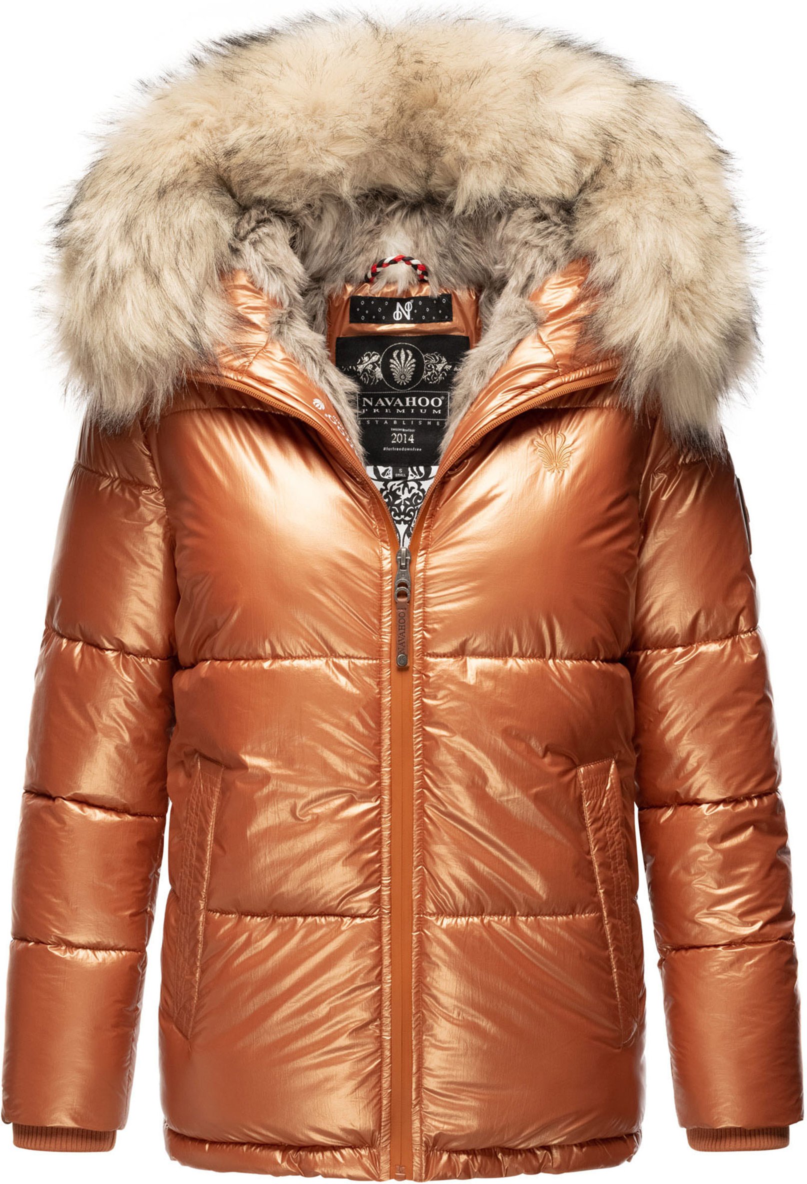 Navahoo Premium Damen Winterjacke Tikunaa – Puffer Look, Warm & Mit Kunstfellkragen