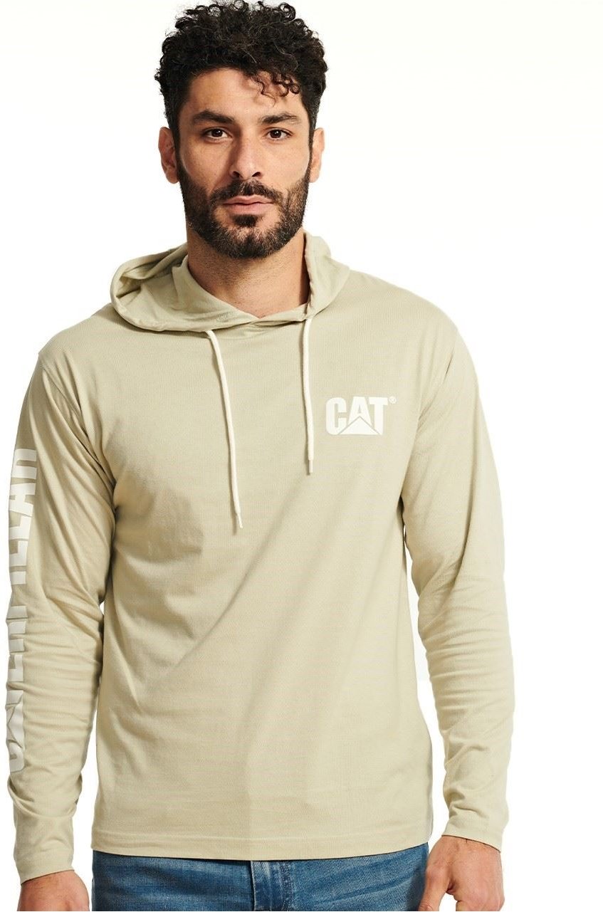 Caterpillar Kapuzenlangarmshirt aus Baumwolle für Herren in Beige