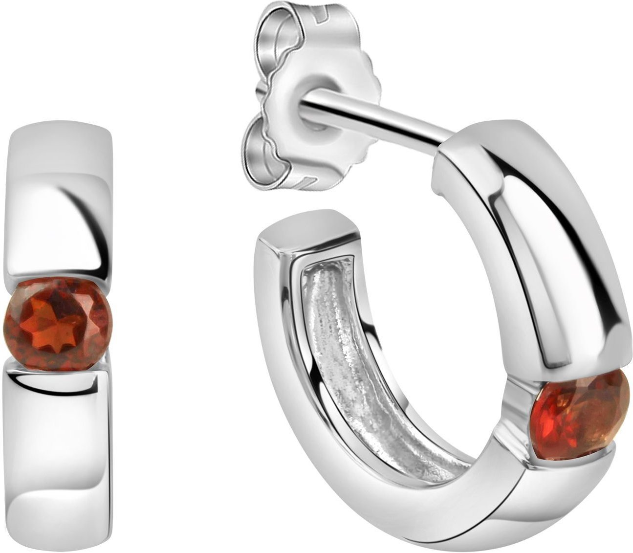 Jamelli Ohrringe Silber 925 rhodiniert mit echtem Granat