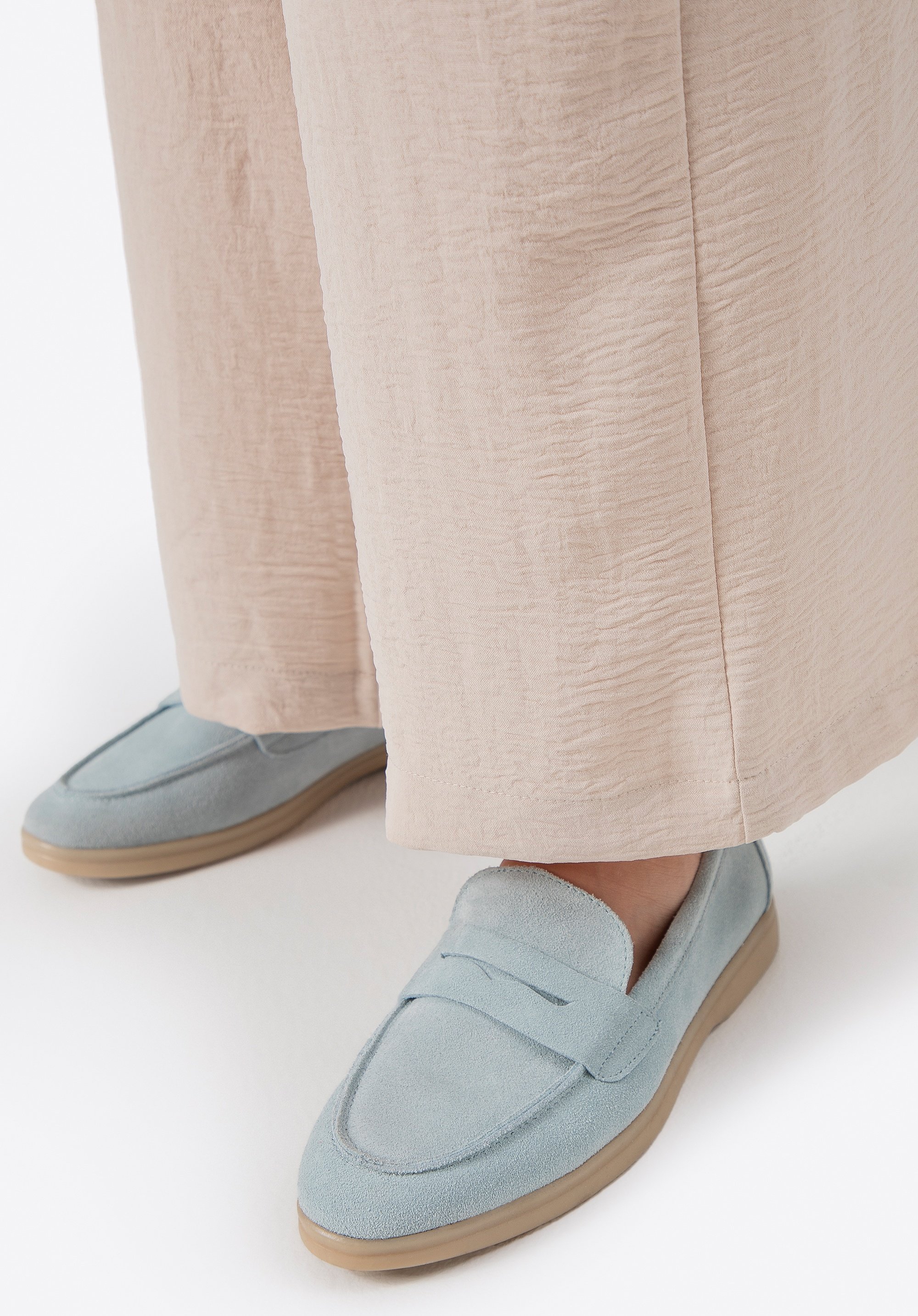 Wittchen Damen-Mokassins aus klassischem blauem Wildleder