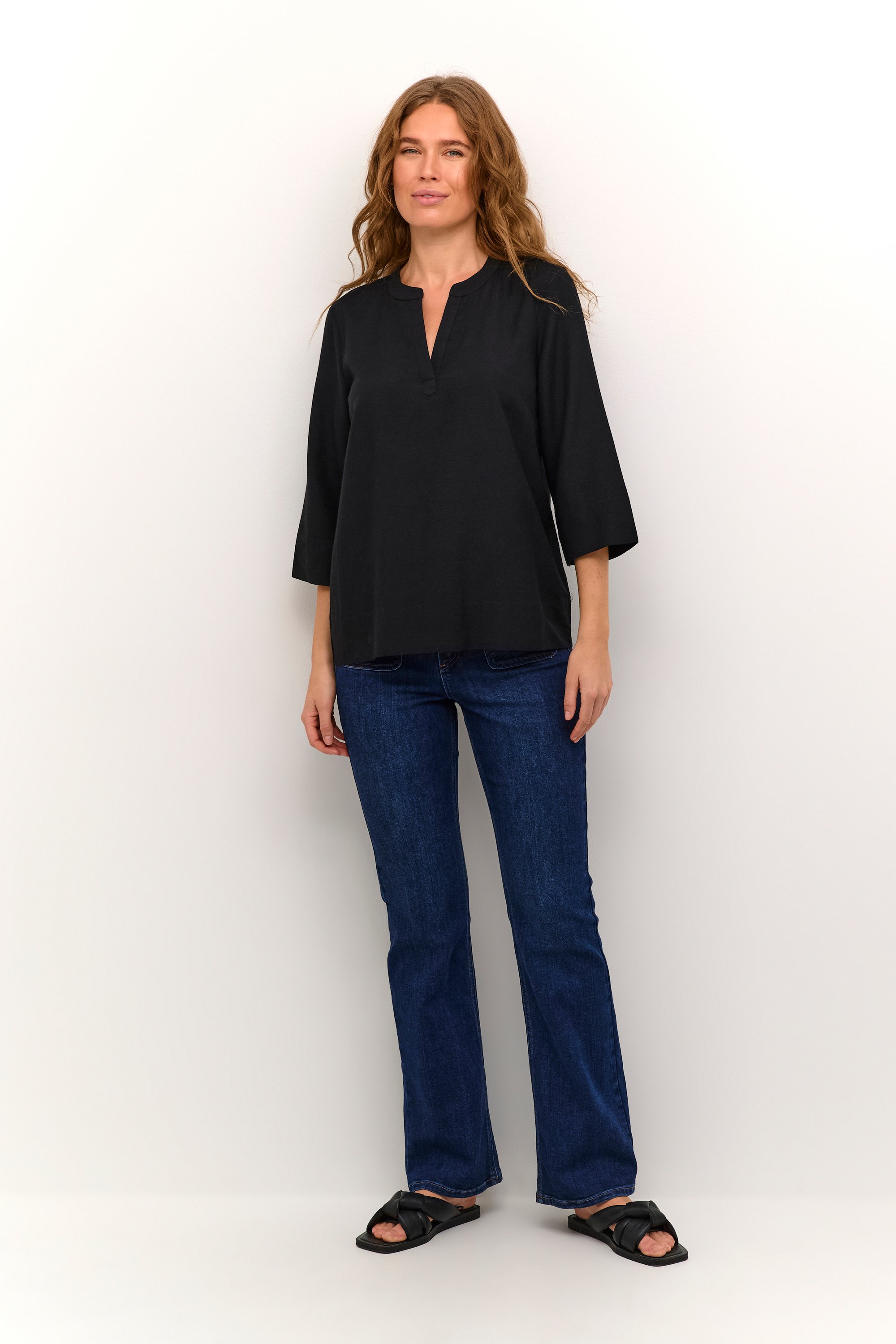 Langarm-Bluse Regular fit Black