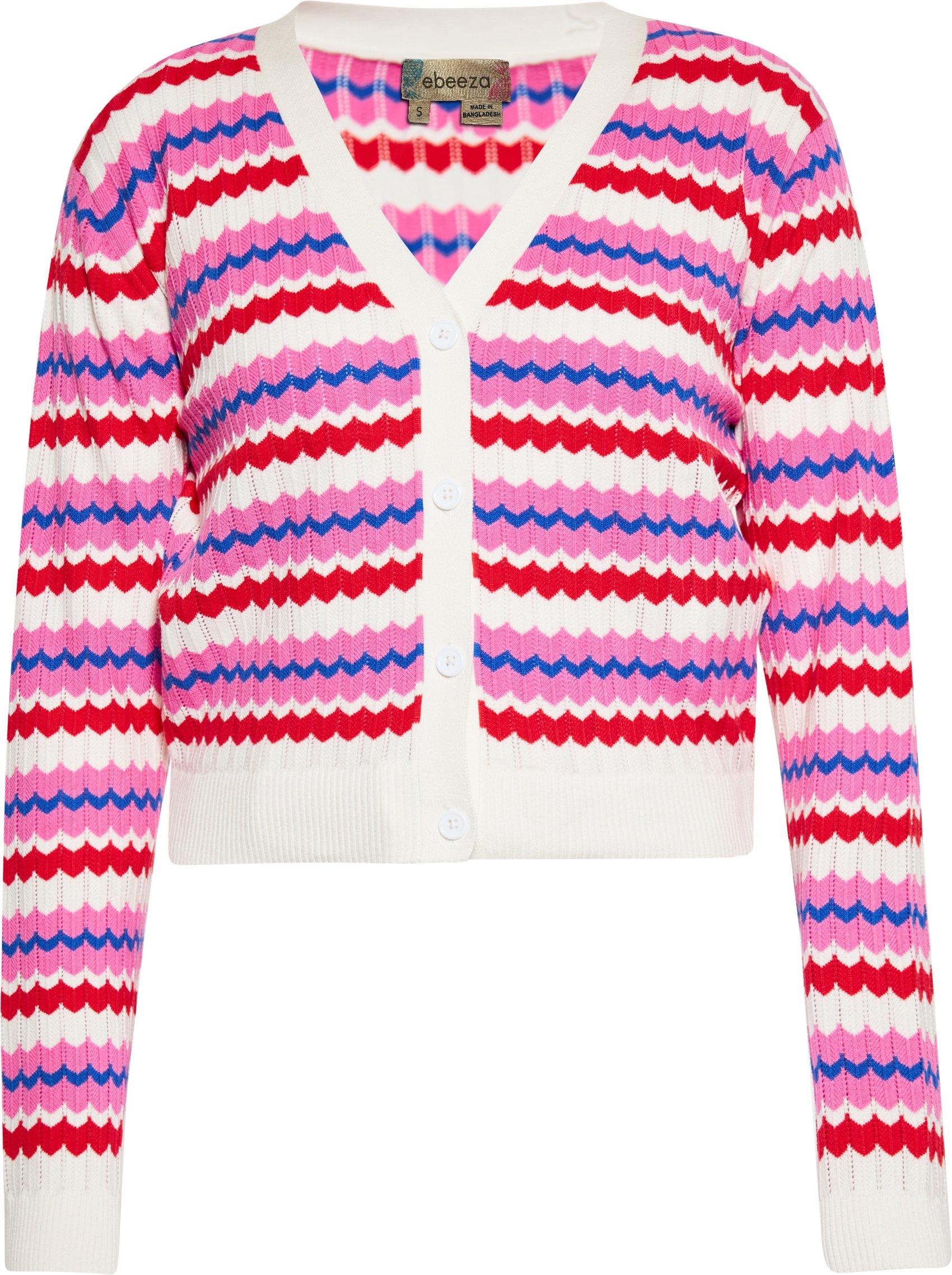 Mymo Strickjacke Frauen Wollweiß Mehrfarbig