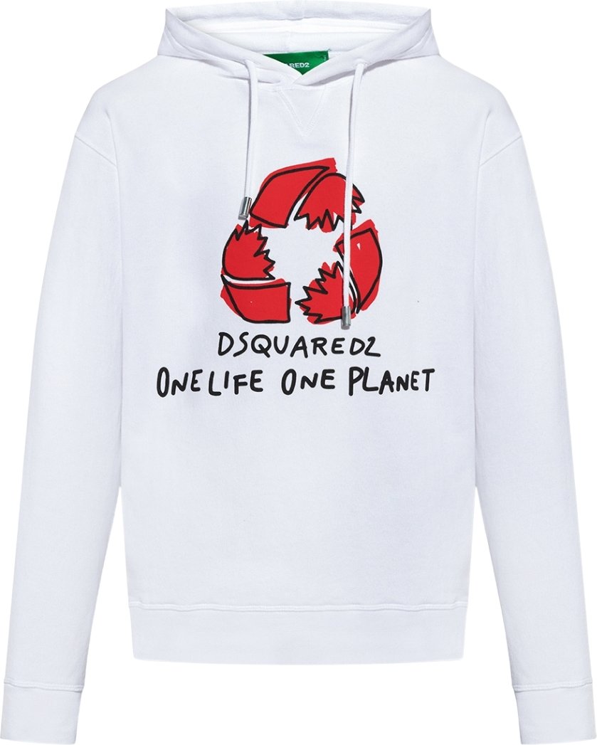 Dsquared2 One Life One Planet Weißer Kapuzenpullover